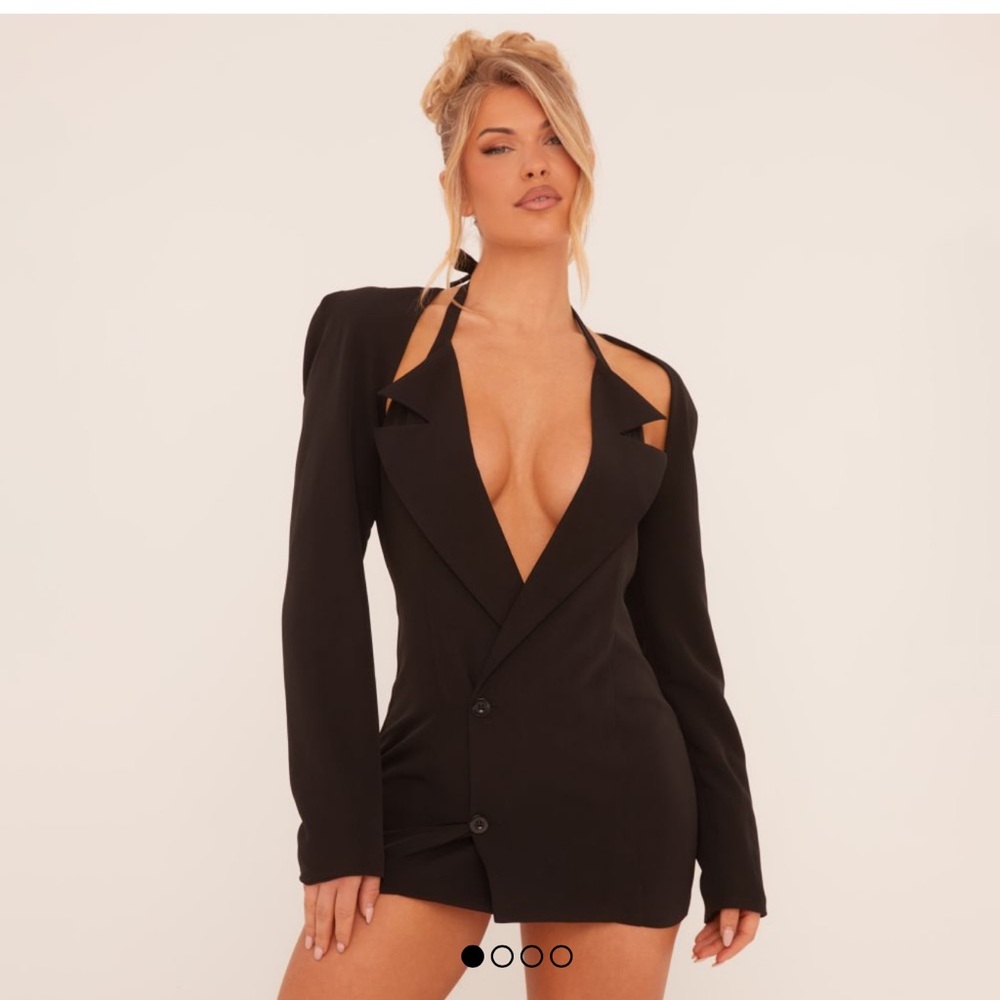 Chic Black Cutout Blazer Dress
